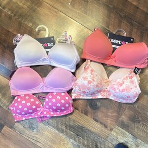 Limited Too Girls Bralette (2) 3 Pack Size 32A Floral Padded Nylon Spandex box 4